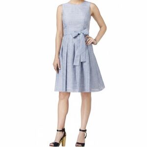 Tommy Hilfiger Womens Illusion Stripe Side Tie Dress in Periwinkle. Size 14